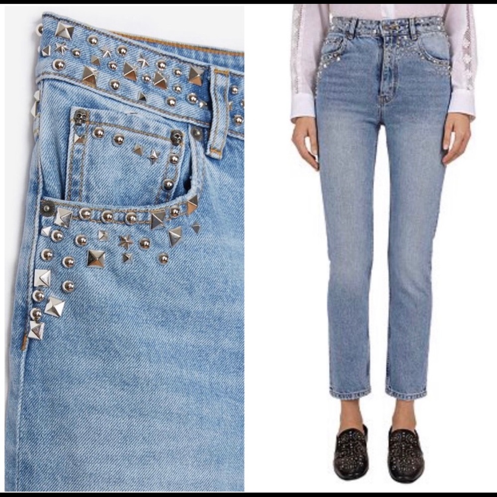 The Kooples Metal Studded Ankle Slim Denim Jeans